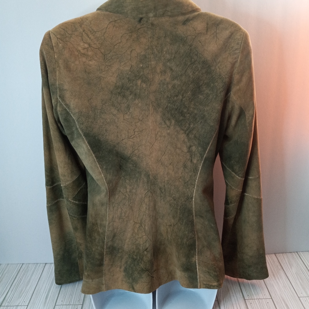 Vakko Patchwork Lamb Leather Blazer Jacket - image 4